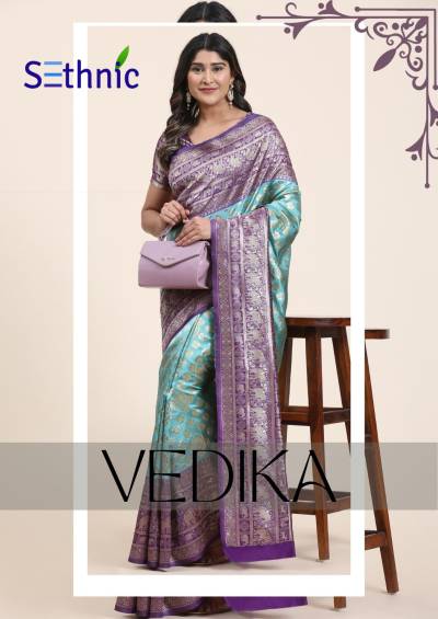 VEDIKA BY SETHNIC BANARASI ART SILK SAREES MANUFACTURER IN SURAT